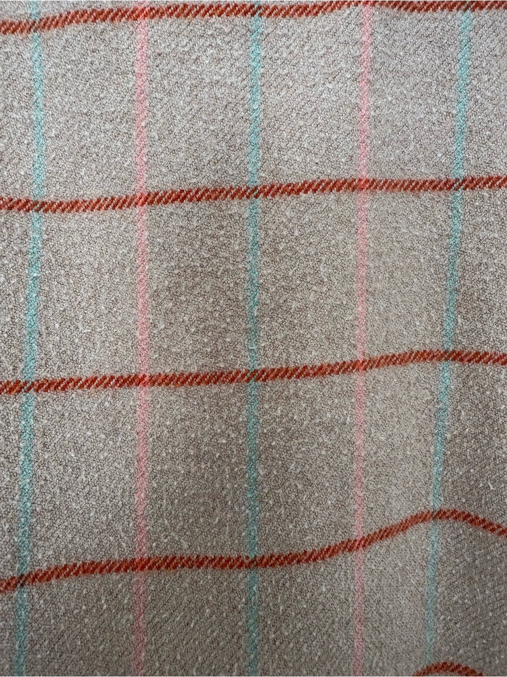 Madewell Beige Plaid flannel Shirt with Orange and Pastel Pink Stripes - Picture 3 of 4